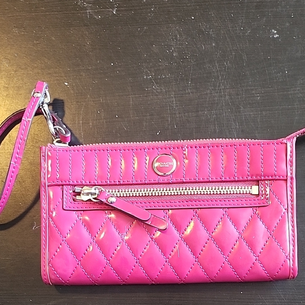 Coach Fuchsia Quilted Wristlet